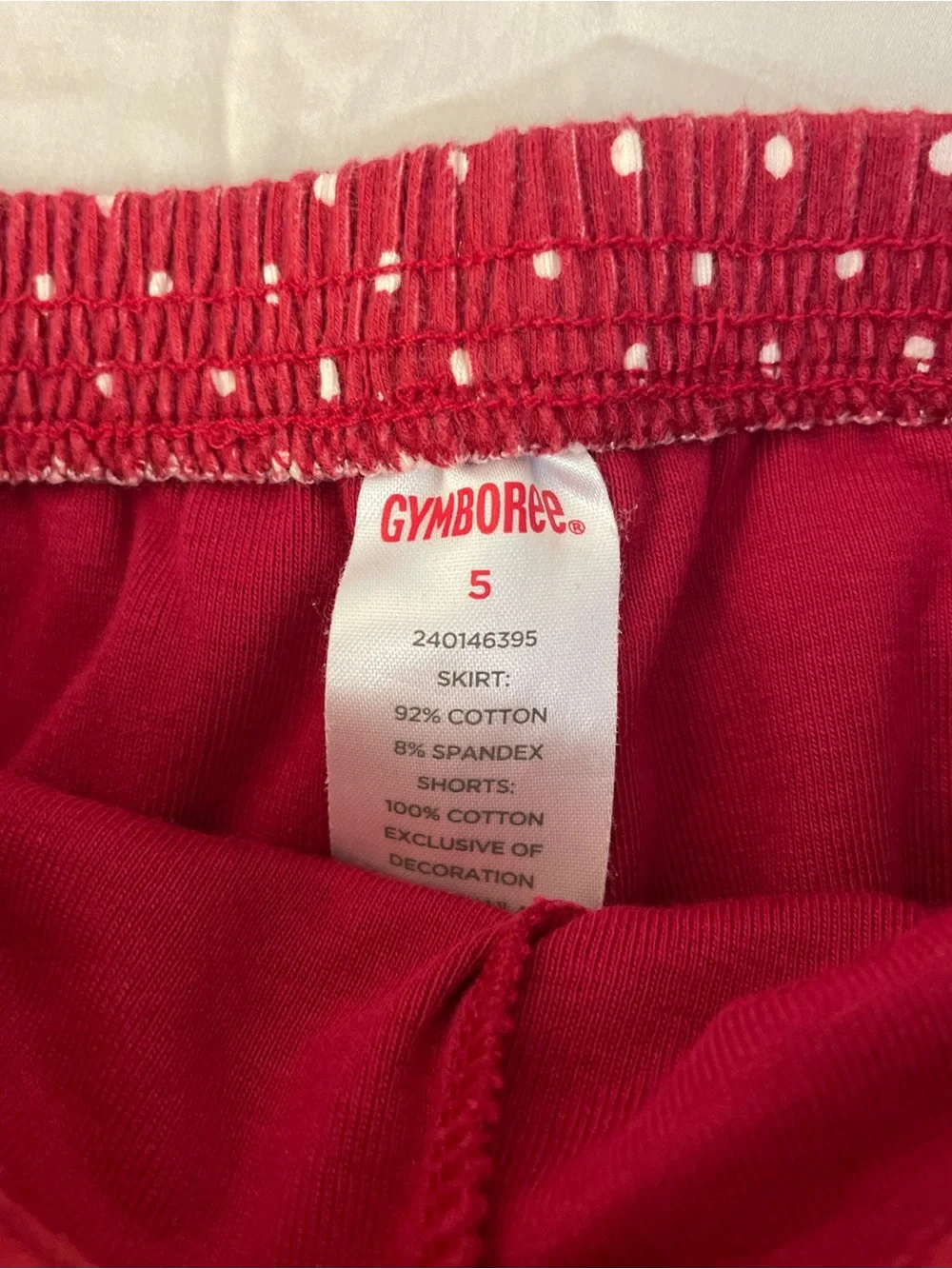 Gymboree Cotton Light Pink Cherry Tee with Red Polka Dot Skort Outfit Set Sz 5